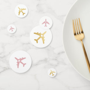 Reise Thema Rosa Flugzeug Herz Abenteuer Konfetti