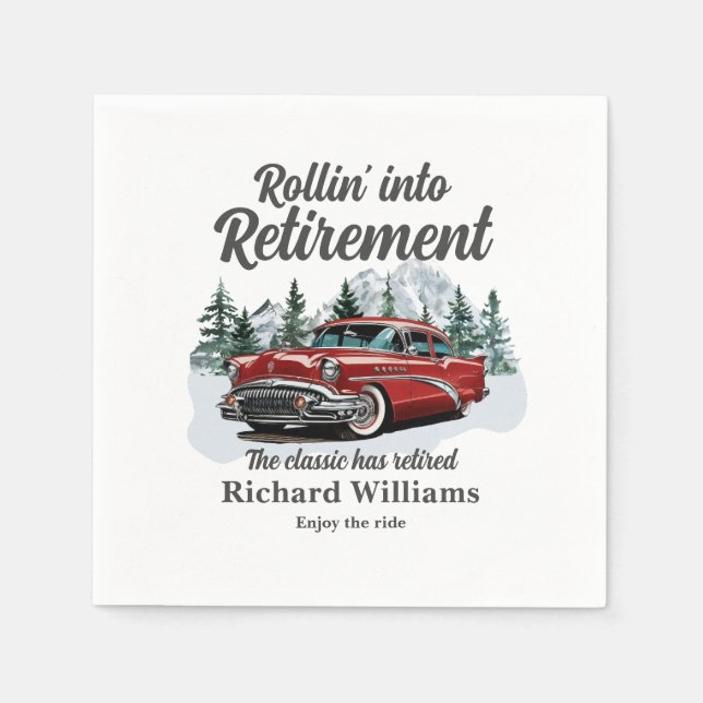 Reise-Thema Ruhestand Klassisches Retro-Auto Rolle Serviette (Vorderseite)