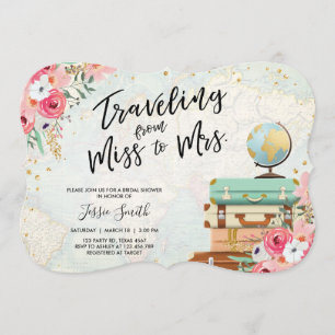 Reise-themed Brautpartyeinladung Fräulein zu Frau Einladung