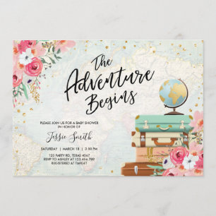 Reise-Themen-Baby-Shower-Einladung Abenteuer begin Einladung