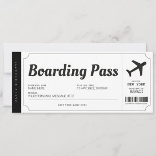 Reise-Ticket für den Boarding Überraschen Einladung