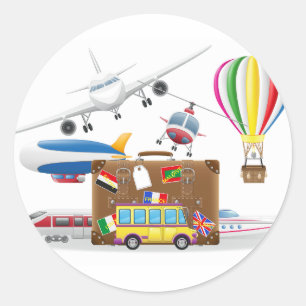 Reise-Transport-Symbole Runder Aufkleber