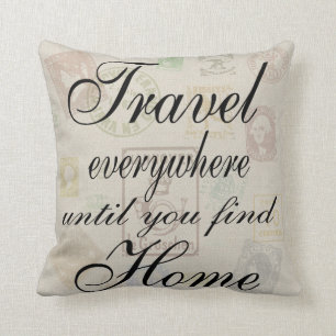 Reise-überall - Vintages Briefmarken-Kissen Kissen