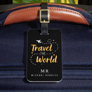 Reise um die Welt - Benutzerdefiniertes Monogramm, Gepäckanhänger