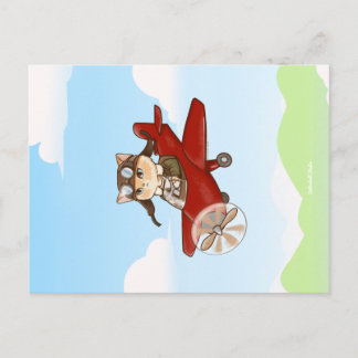 Reise um die Welt Charlie die Katze im Flugzeug Postkarte