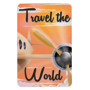 Reise um die Welt Klassisches Flugzeugposter Abend Magnet