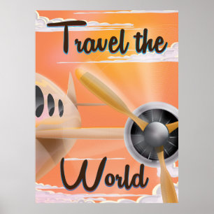 Reise um die Welt Klassisches Flugzeugposter Poster