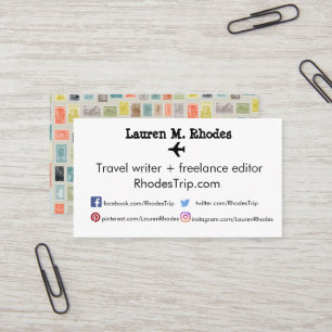 Reise-Verfasserblogger-Briefmarken-Themed Karten