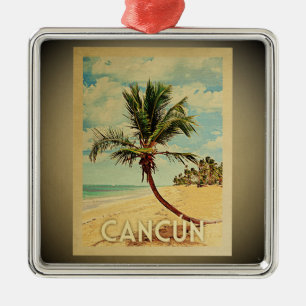 Reise-Verzierungs-Palme Cancun Vintage Silbernes Ornament