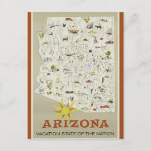 Reise Vintage Arizona State Urlaubskarte Postkarte