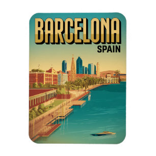 Reise Vintage Barcelona Blick Geschenke Magnet