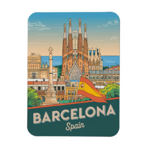 Reise Vintage Barcelona Sagrada Familia Geschenke Magnet