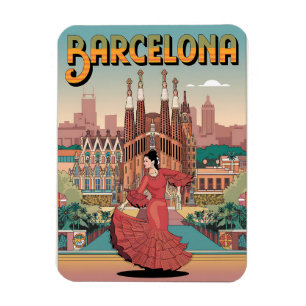 Reise Vintage Barcelona Sagrada Familia Geschenke Magnet