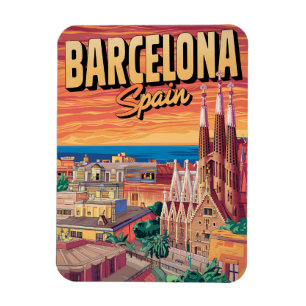 Reise Vintage Barcelona Sagrada Familia Geschenke Magnet