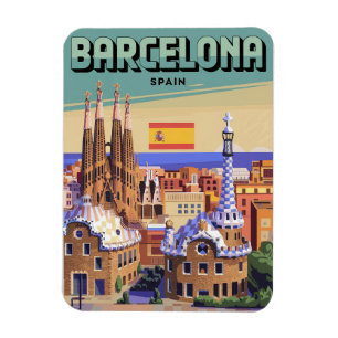 Reise Vintage Barcelona Sagrada Familia Geschenke Magnet