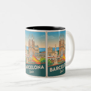 Reise Vintage Barcelona Sagrada Familia Geschenke Zweifarbige Tasse