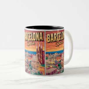 Reise Vintage Barcelona Sagrada Familia Geschenke Zweifarbige Tasse
