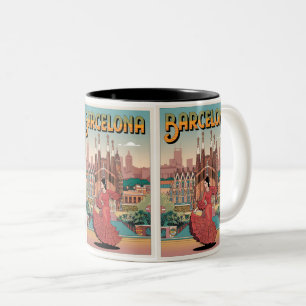 Reise Vintage Barcelona Sagrada Familia Geschenke Zweifarbige Tasse