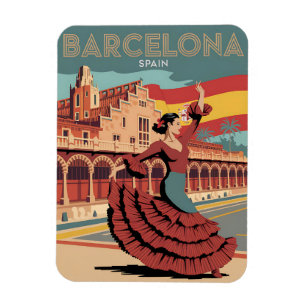Reise vintage barcelona spanien flaminco geschenke magnet