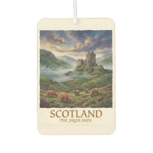 Reise-Vintage-Bild der schottischen Highlands Autolufterfrischer