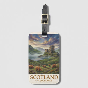 Reise-Vintage-Bild der schottischen Highlands Gepäckanhänger
