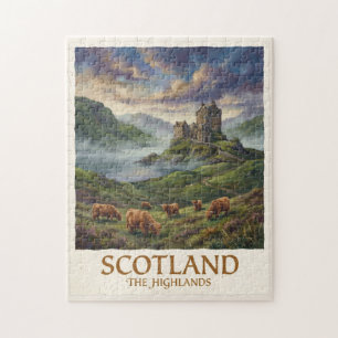 Reise-Vintage-Bild der schottischen Highlands Puzzle