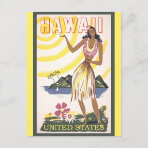 Reise Vintage Hawaii Hula-Tänzerin Postkarte