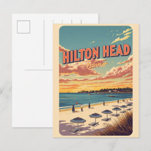 Reise-Vintage-Hilton-Head-Island-Leuchtturmg Gesch Postkarte