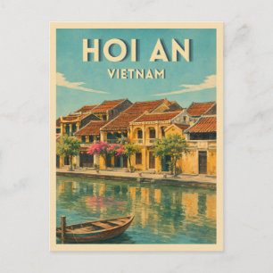 Reise Vintage Hoi An Vietnam Retro Grafik Postkarte