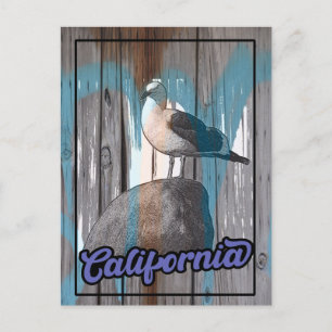 Reise Vintage Kalifornien Strand Möwe Postkarte