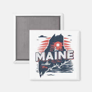 Reise Vintage-Karte des US-Bundesstaates Maine Magnet