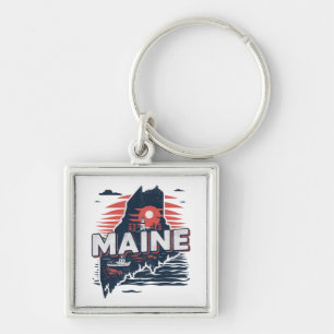 Reise Vintage-Karte des US-Bundesstaates Maine Schlüsselanhänger