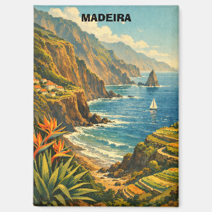 Reise Vintage Madeira Portugal Küstenklippen Magnet