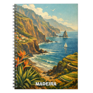 Reise Vintage Madeira Portugal Küstenklippen Notizblock