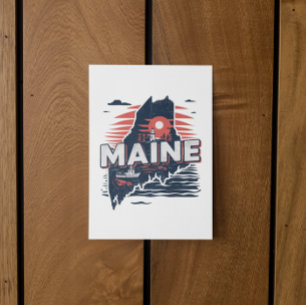Reise Vintage Maine USA Staatskarte Postkarte