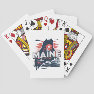 Reise Vintage Maine USA Staatskarte Spielkarten