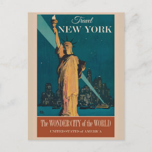 Reise-Vintage New York Statue of Liberty Postkarte