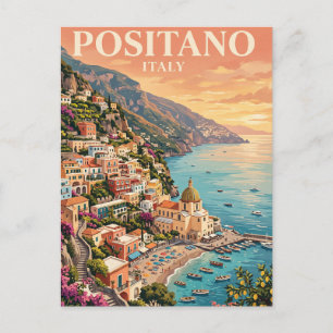 Reise-Vintage-Postkarte Positano, Italien Feiertagspostkarte