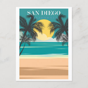 Reise Vintage San Diego Kalifornien Strand Ozean Postkarte
