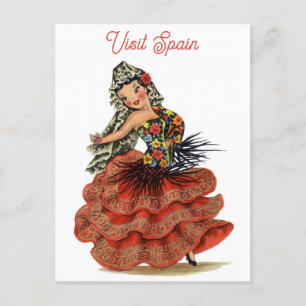 Reise Vintage Spanien Flamenco-Tänzer Postkarte