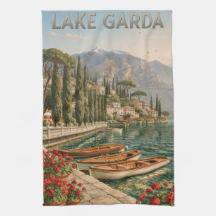 Reise-Vintagebild vom Gardasee in Italien Geschirrtuch