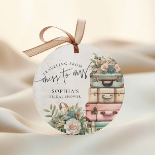 Reise von Fräulein zu Frau Vintage Floral Brautpar Geschenkanhänger