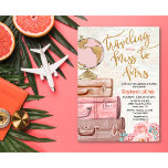 Reise von Miss nach Brautparty Einladung<br><div class="desc">Reisen von Miss zu Mrs Travel Themed Anfahrtsskizze Atlas Floral Brautparty Glitzer Confetti Einladung</div>