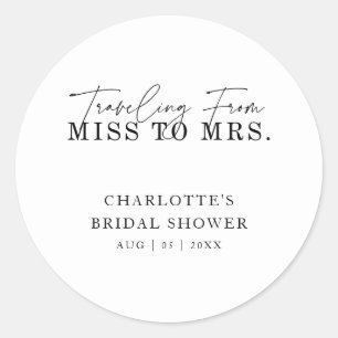 Reise von Miss nach Brautparty Runder Aufkleber