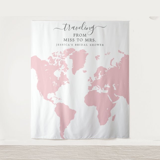 Reise von Miss zu Frau Bridal Hintergrund Wandteppich (Vorderseite)