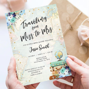 Reise von Miss zu Mrs. Adventure Brautparty Einladung