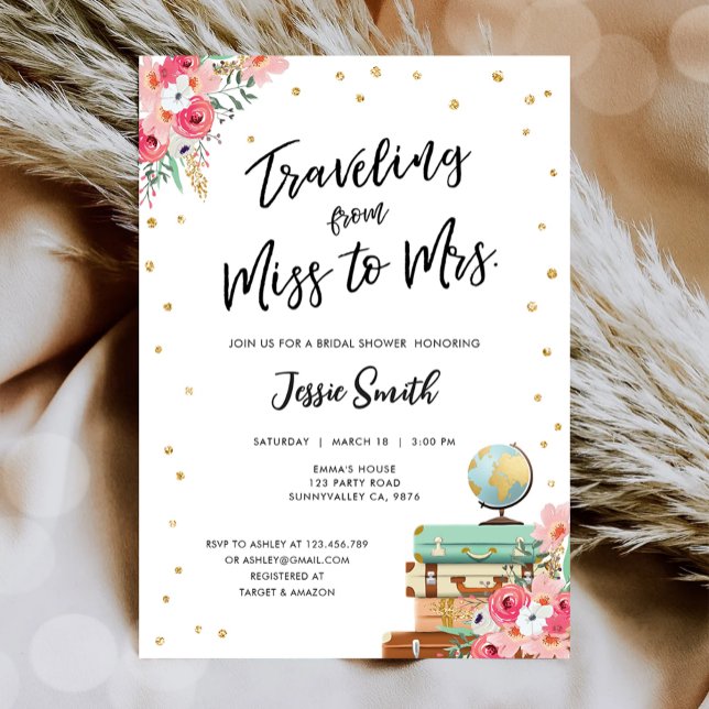 Reise von Miss zu Mrs. Adventure Brautparty Einladung (Von Creator hochgeladen)