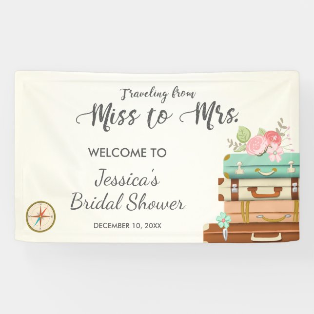 Reise von Miss zu Mrs. Brautparty Banner (Horizontal)