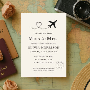 Reise Von Miss zu Mrs Brautparty Einladung