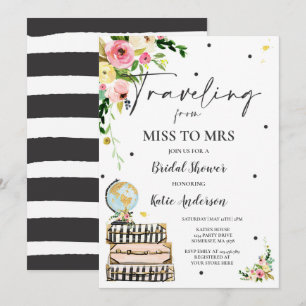 Reise von Miss zu Mrs. Brautparty Map Bride Einladung